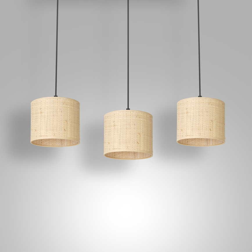 Lampadario a sospensione con filo RATTAN 3xE27/60W/230V rattan