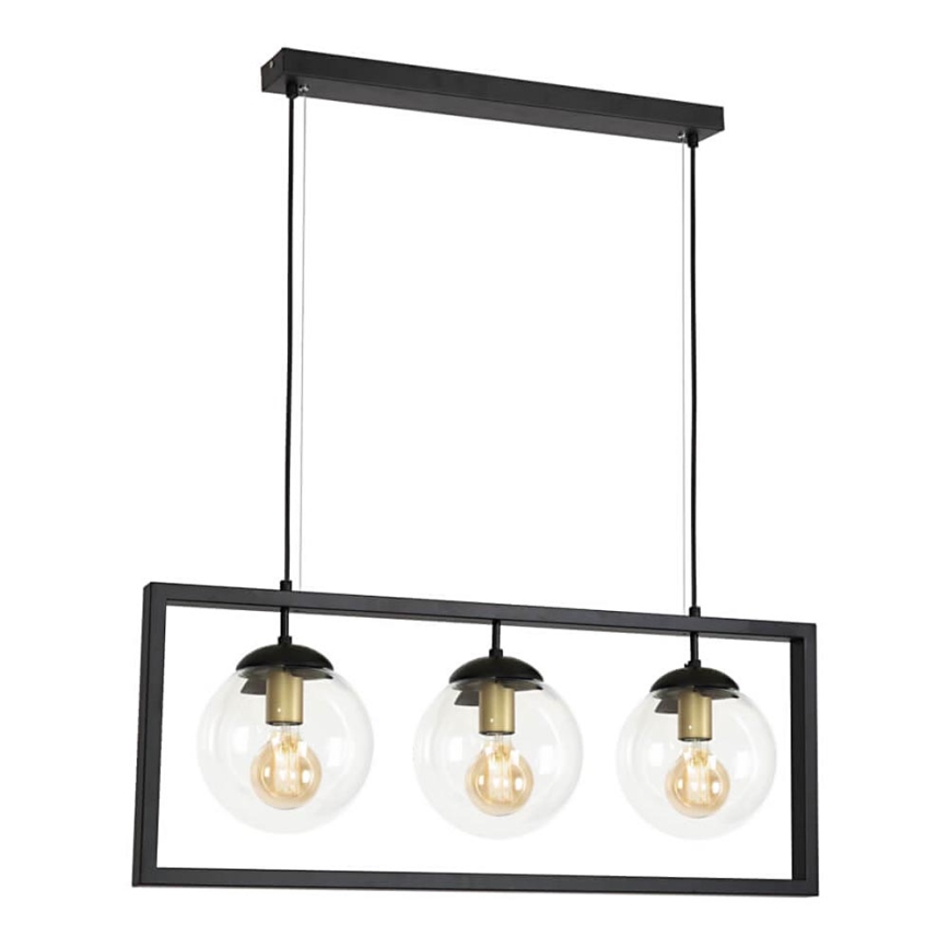 Lampadario a sospensione con filo REY 3xE27/7W/230V nero