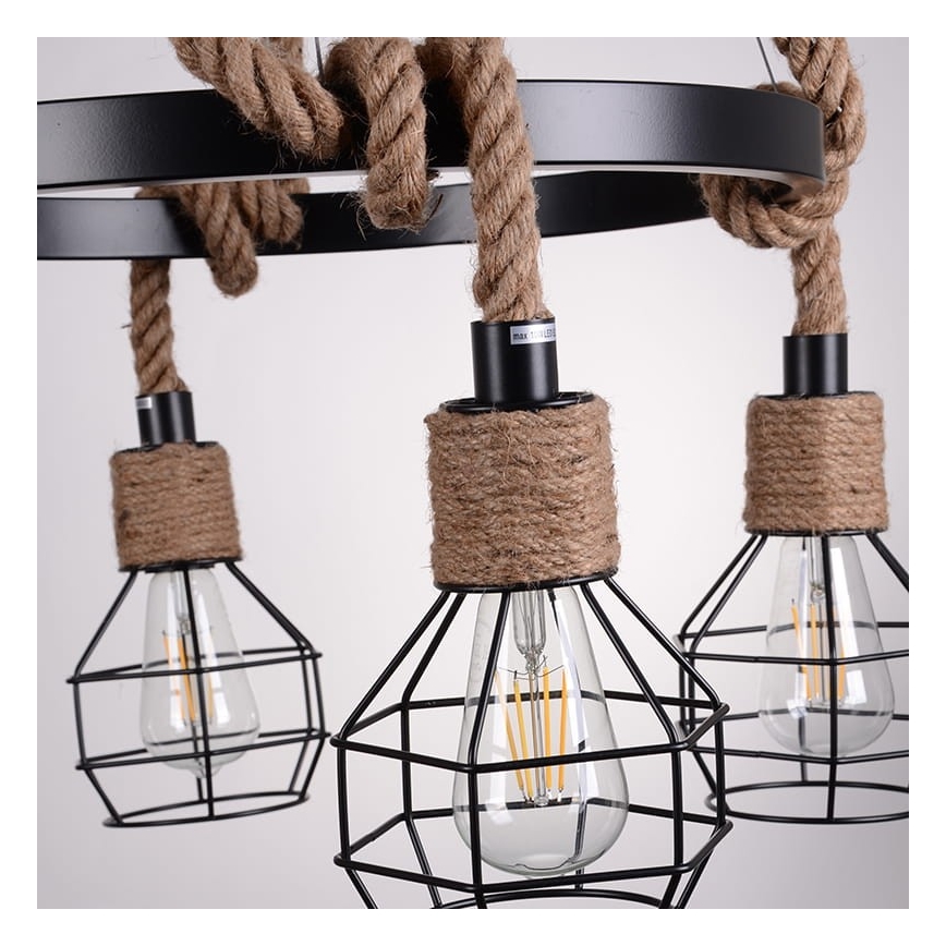 Lampadario a sospensione con filo ROPE ALEGRA 4xE27/10W/230V