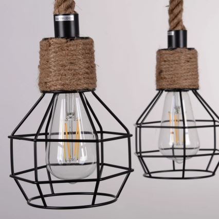 Lampadario a sospensione con filo ROPE ALEGRA 4xE27/10W/230V