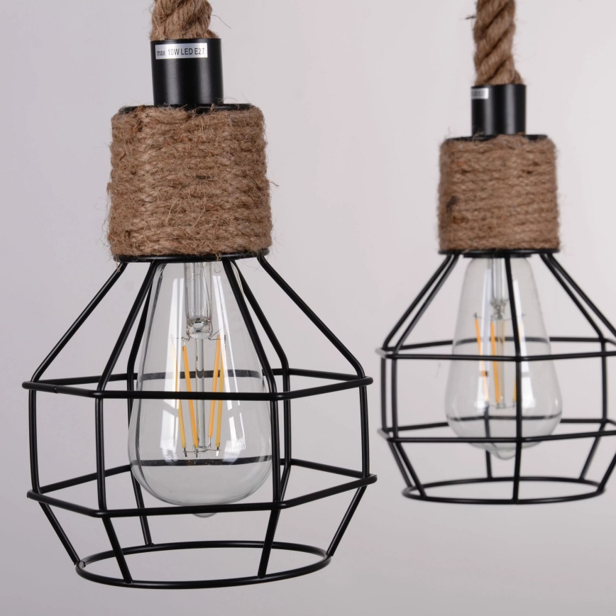 Lampadario a sospensione con filo ROPE ALEGRA 4xE27/10W/230V