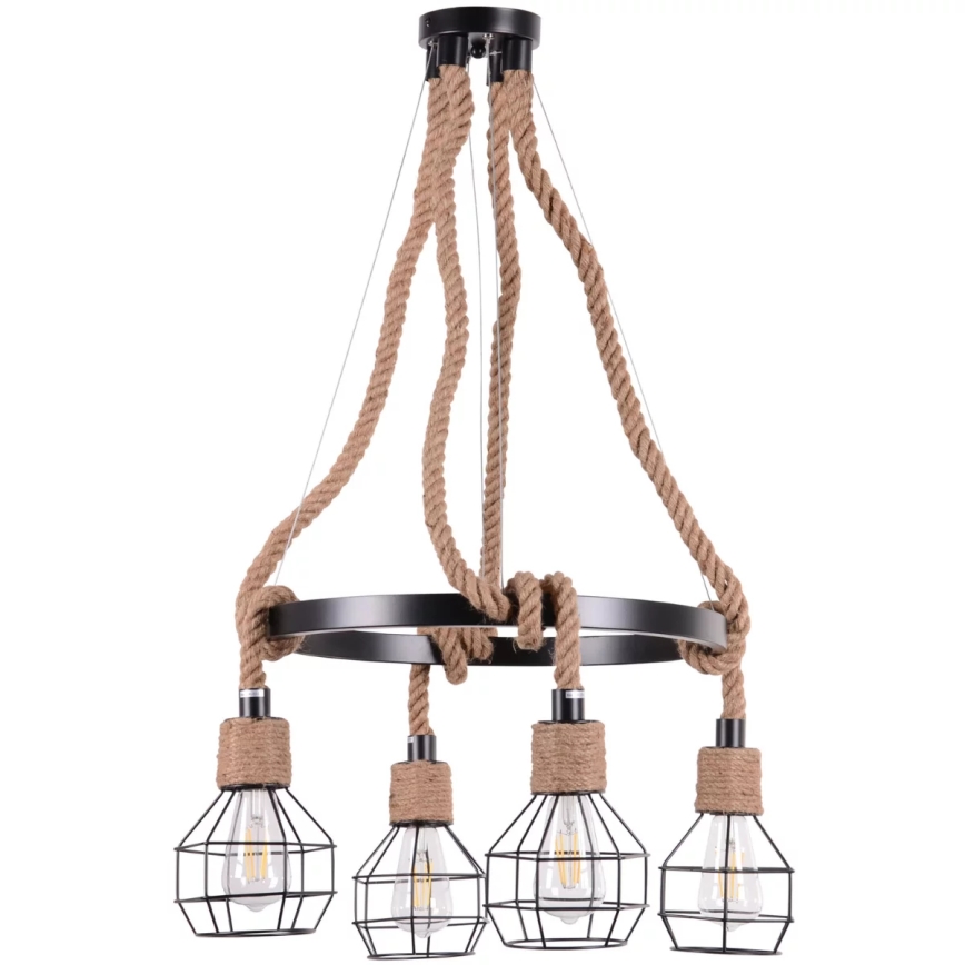 Lampadario a sospensione con filo ROPE ALEGRA 4xE27/10W/230V