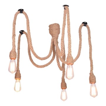 Lampadario a sospensione con filo ROPE CASA 5xE27/12W/230V ragno