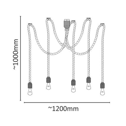 Lampadario a sospensione con filo ROPE CASA 5xE27/12W/230V ragno