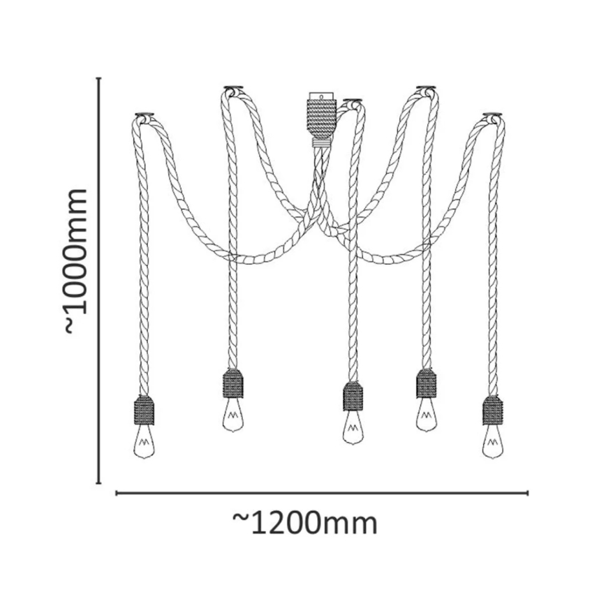 Lampadario a sospensione con filo ROPE CASA 5xE27/12W/230V ragno