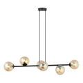 Lampadario a sospensione con filo ROSSI 6xE14/10W/230V nero/beige