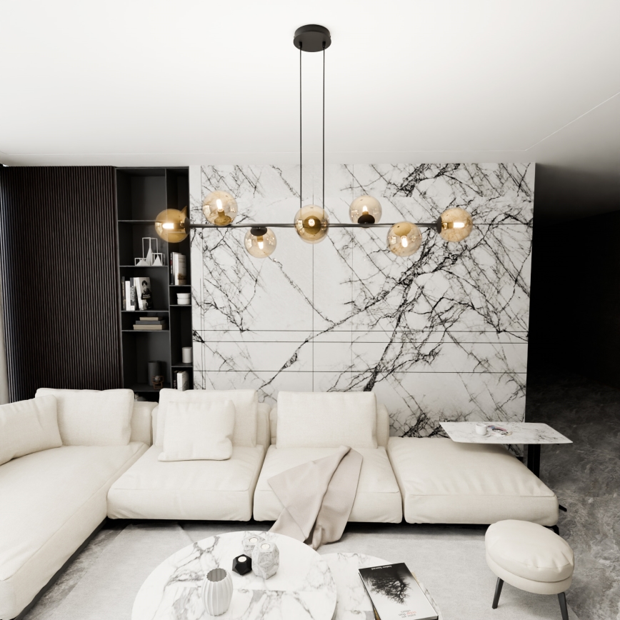 Lampadario a sospensione con filo ROSSI 8xE14/10W/230V nero/beige