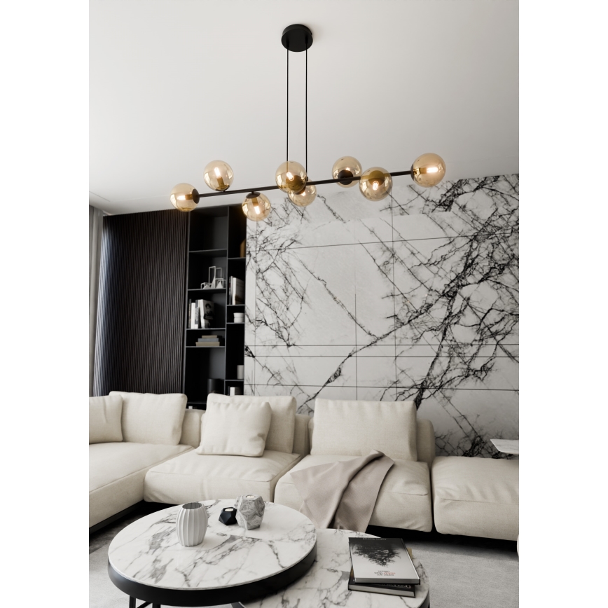 Lampadario a sospensione con filo ROSSI 8xE14/10W/230V nero/beige