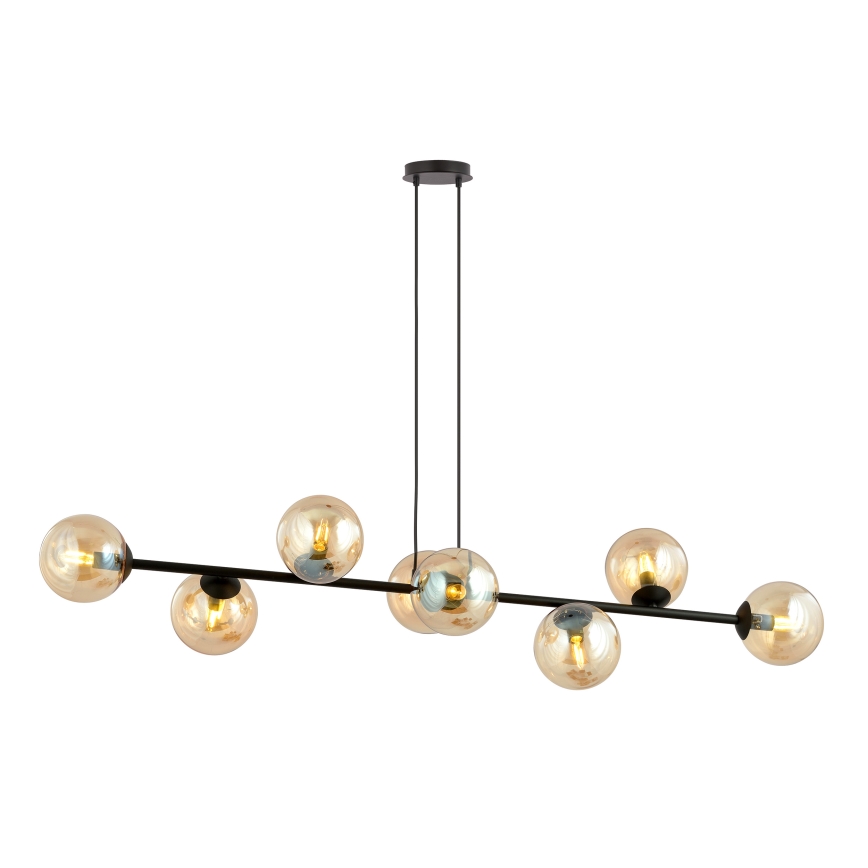 Lampadario a sospensione con filo ROSSI 8xE14/10W/230V nero/beige