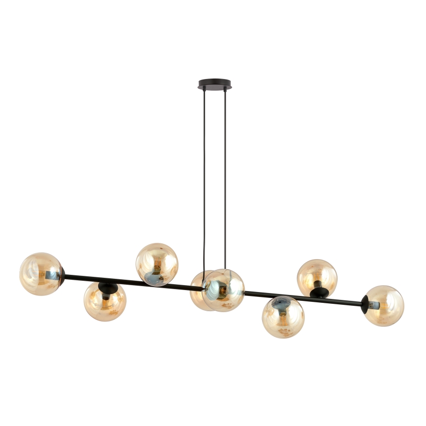 Lampadario a sospensione con filo ROSSI 8xE14/10W/230V nero/beige