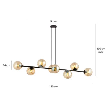Lampadario a sospensione con filo ROSSI 8xE14/10W/230V nero/beige