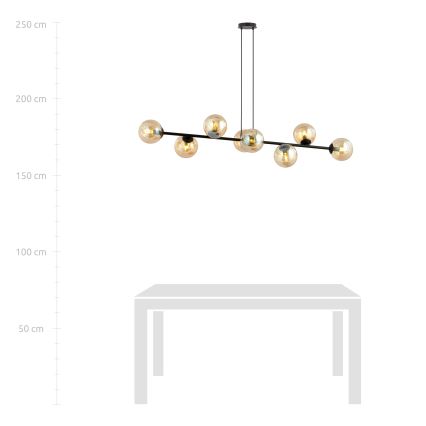 Lampadario a sospensione con filo ROSSI 8xE14/10W/230V nero/beige