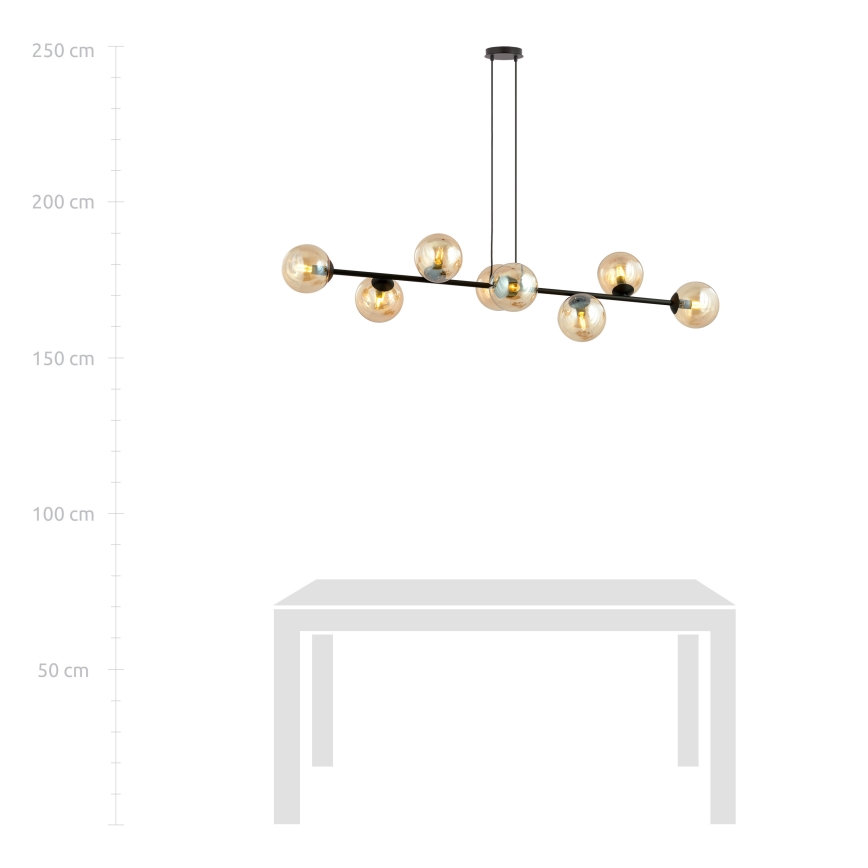 Lampadario a sospensione con filo ROSSI 8xE14/10W/230V nero/beige