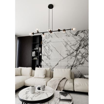 Lampadario a sospensione con filo ROSSI 8xE14/10W/230V nero/limpido
