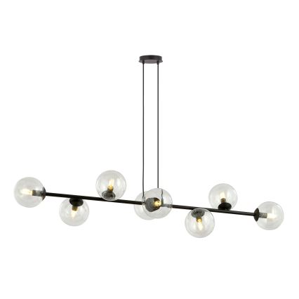 Lampadario a sospensione con filo ROSSI 8xE14/10W/230V nero/limpido