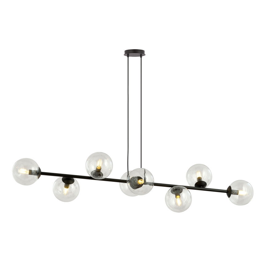 Lampadario a sospensione con filo ROSSI 8xE14/10W/230V nero/limpido