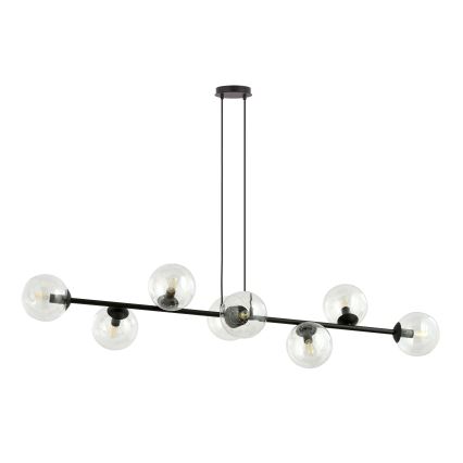 Lampadario a sospensione con filo ROSSI 8xE14/10W/230V nero/limpido