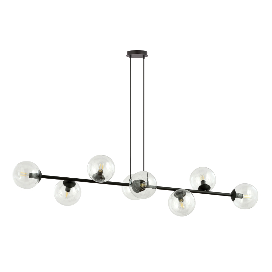 Lampadario a sospensione con filo ROSSI 8xE14/10W/230V nero/limpido