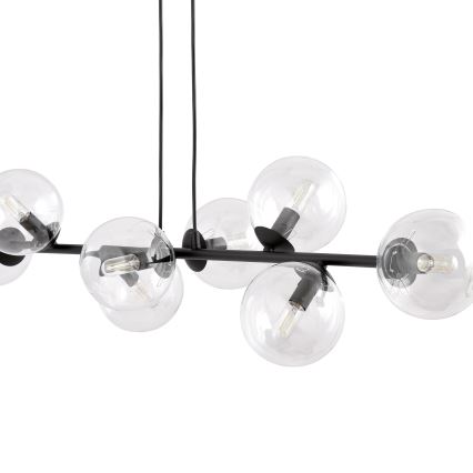 Lampadario a sospensione con filo ROSSI 8xE14/10W/230V nero/limpido
