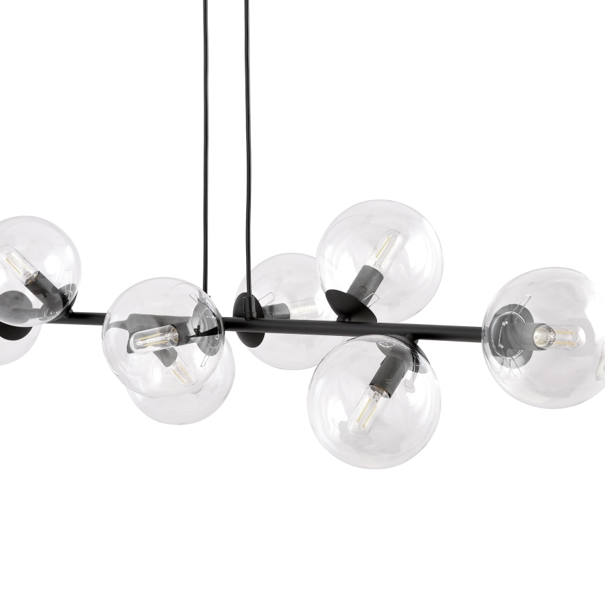 Lampadario a sospensione con filo ROSSI 8xE14/10W/230V nero/limpido