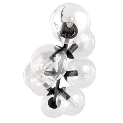 Lampadario a sospensione con filo ROSSI 8xE14/10W/230V nero/limpido