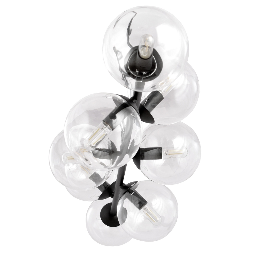 Lampadario a sospensione con filo ROSSI 8xE14/10W/230V nero/limpido