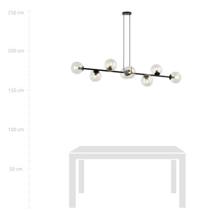 Lampadario a sospensione con filo ROSSI 8xE14/10W/230V nero/limpido
