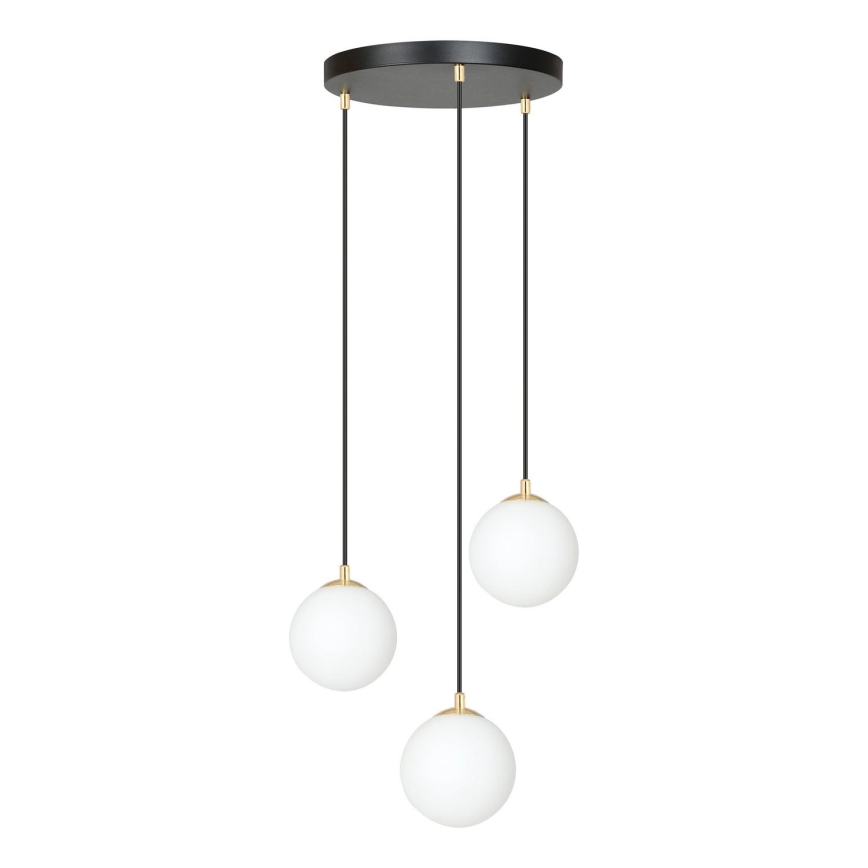 Lampadario a sospensione con filo ROYAL 3xE14/10W/230V diametro 30 cm nero