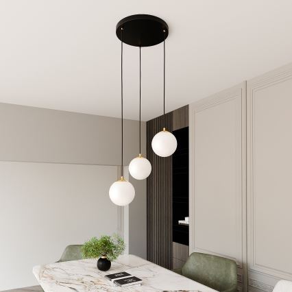 Lampadario a sospensione con filo ROYAL 3xE14/10W/230V diametro 30 cm nero