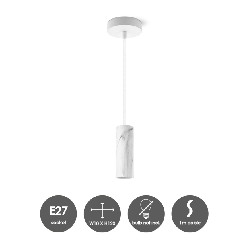 Lampadario a sospensione con filo SAGA 1xE27/40W/230V marmo