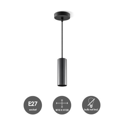Lampadario a sospensione con filo SAGA 1xE27/40W/230V nero
