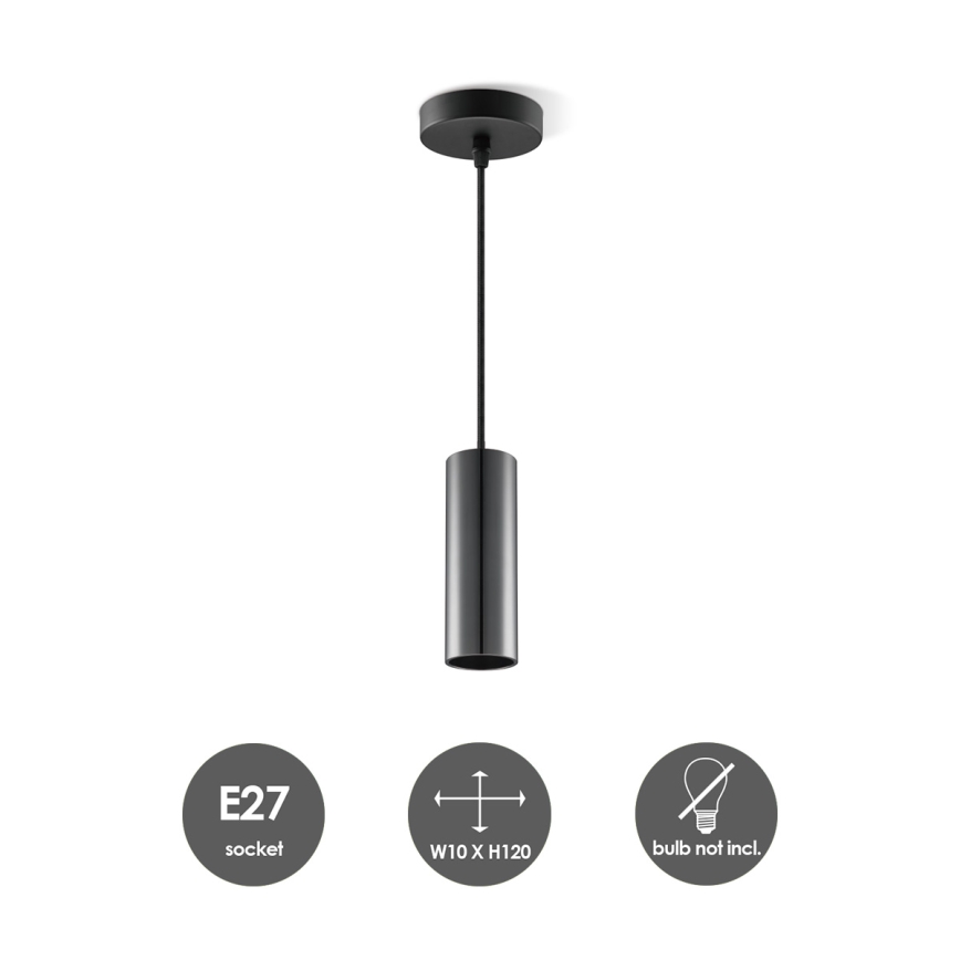 Lampadario a sospensione con filo SAGA 1xE27/40W/230V nero