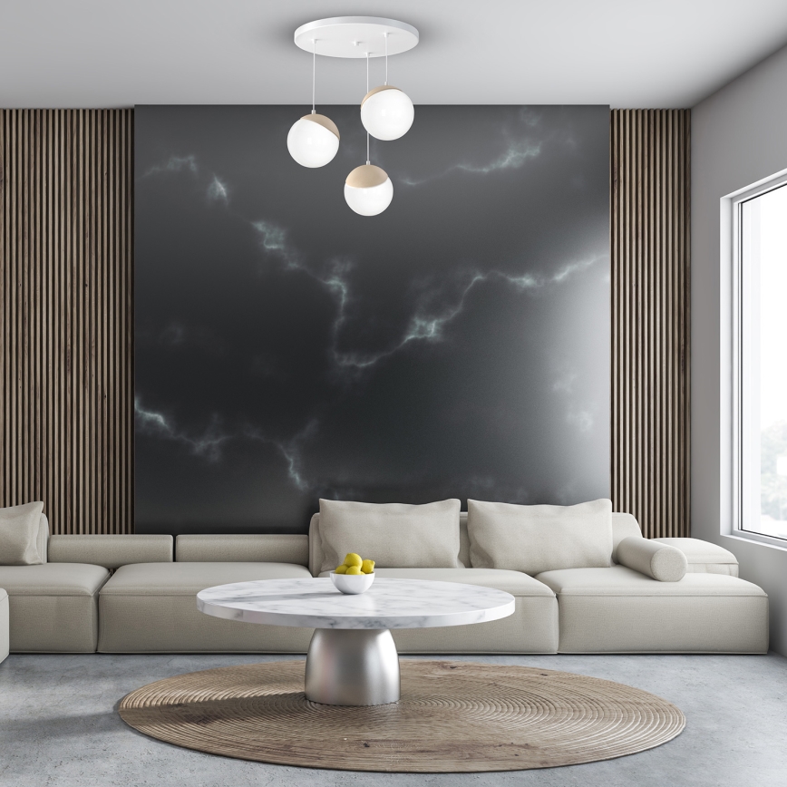 Lampadario a sospensione con filo SFERA WOOD 3xE14/40W/230V