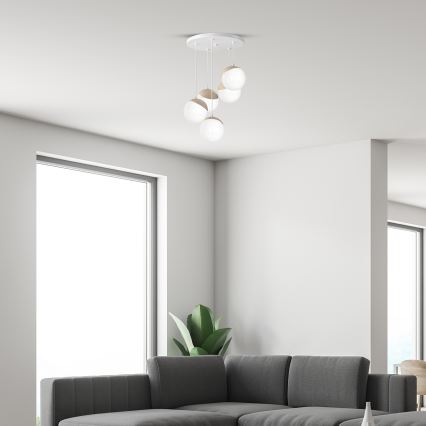 Lampadario a sospensione con filo SFERA WOOD 5xE14/40W/230V