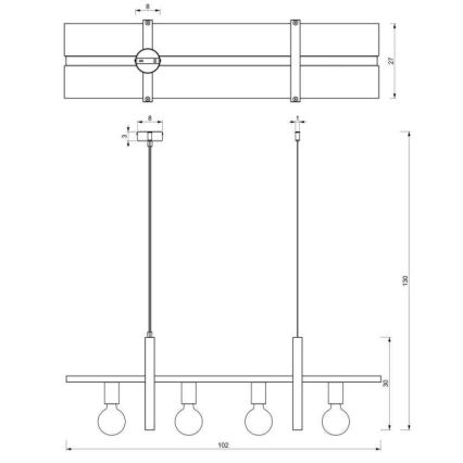 Lampadario a sospensione con filo SHELF 4xE27/60W/230V