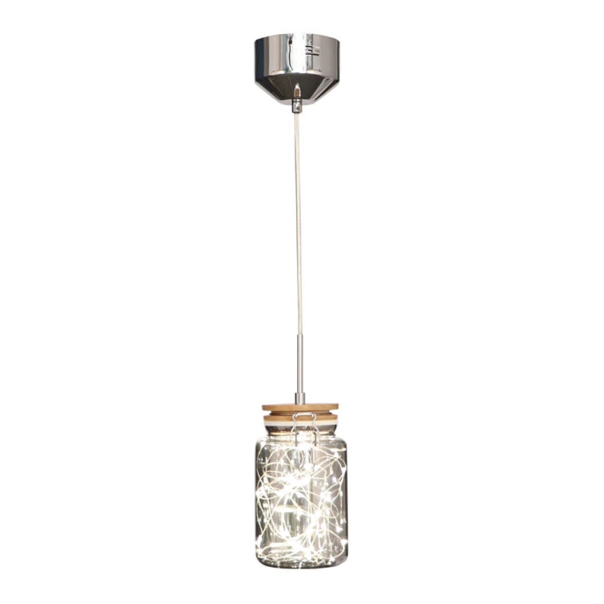 Lampadario a sospensione con filo SHOCK LED/5W/230V cromo lucido/legno