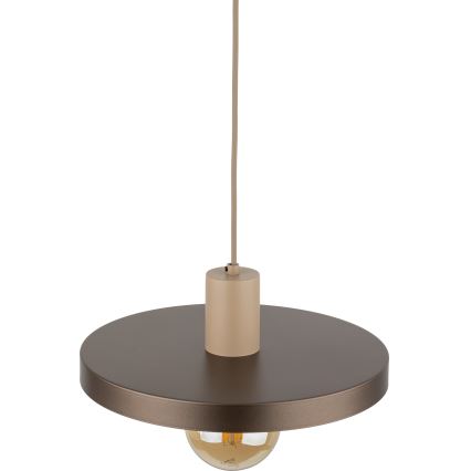Lampadario a sospensione con filo SILA 1xE27/15W/230V diametro 30 cm marrone/beige