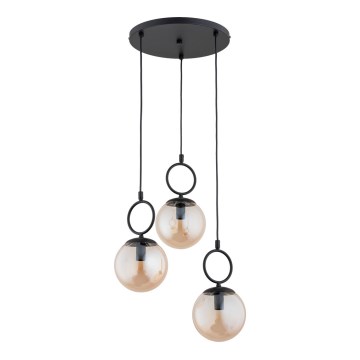 Lampadario a sospensione con filo SITRO 3xE14/10W/230V nero/fumé beige