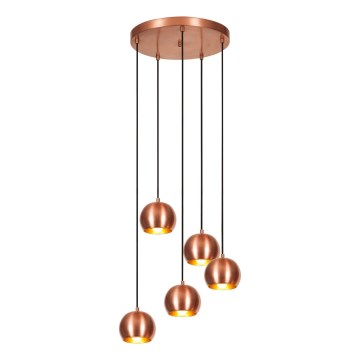 Lampadario a sospensione con filo SIVANI 5xE27/40W/230V rame