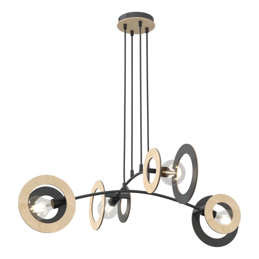 Lampadario a sospensione con filo SKIVA 4xE27/15W/230V nero/beige