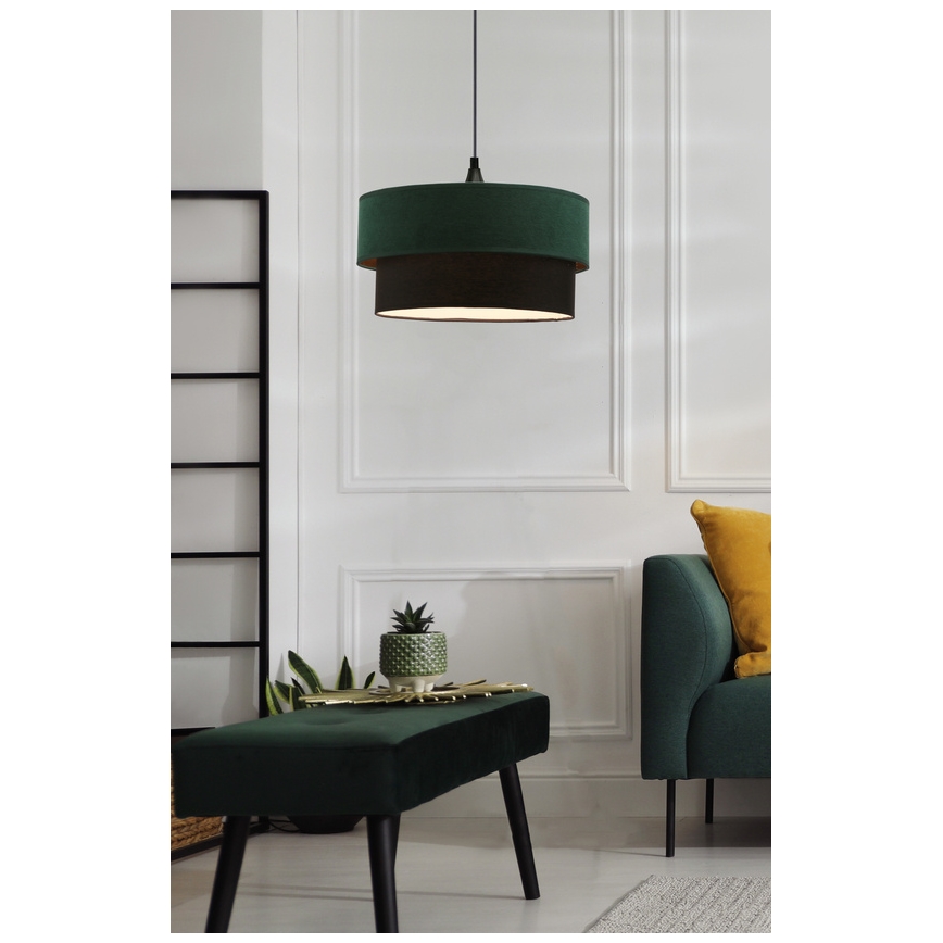 Lampadario a sospensione con filo SOLANTO 1xE27/60W/230V verde/nero