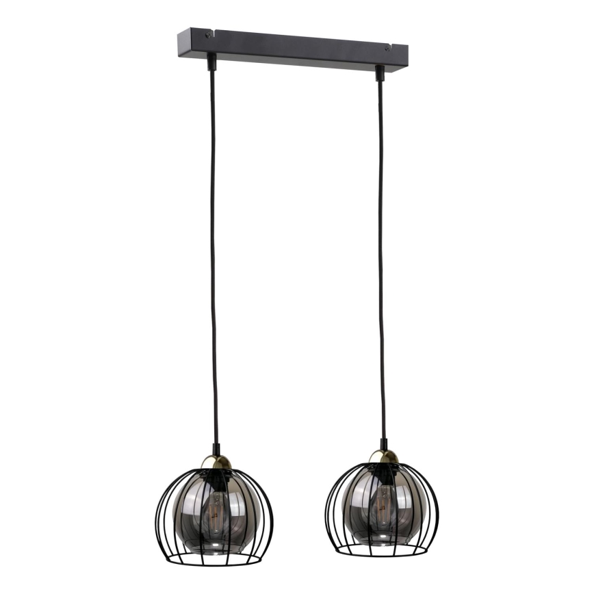 Lampadario a sospensione con filo SOLO BLACK 2xE27/60W/230V nero/oro