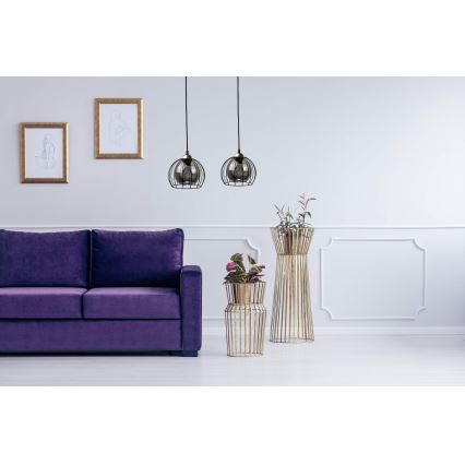 Lampadario a sospensione con filo SOLO BLACK 2xE27/60W/230V nero/oro