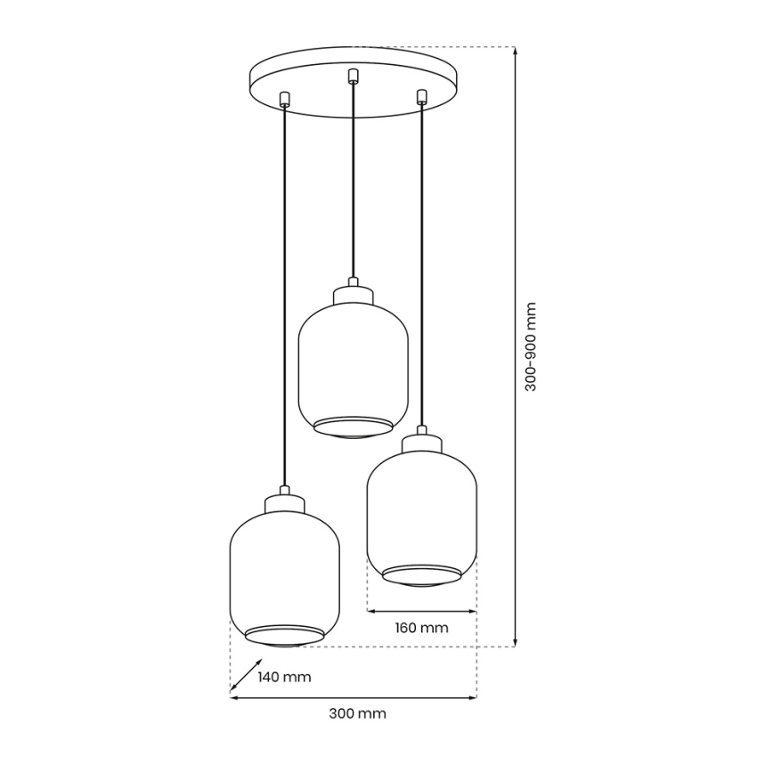 Lampadario a sospensione con filo SOMBRA 3xE27/60W/230V grigio