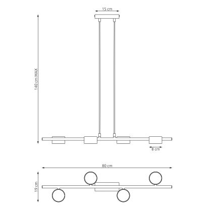 Lampadario a sospensione con filo SORA 4xGX53/12W/230V nero