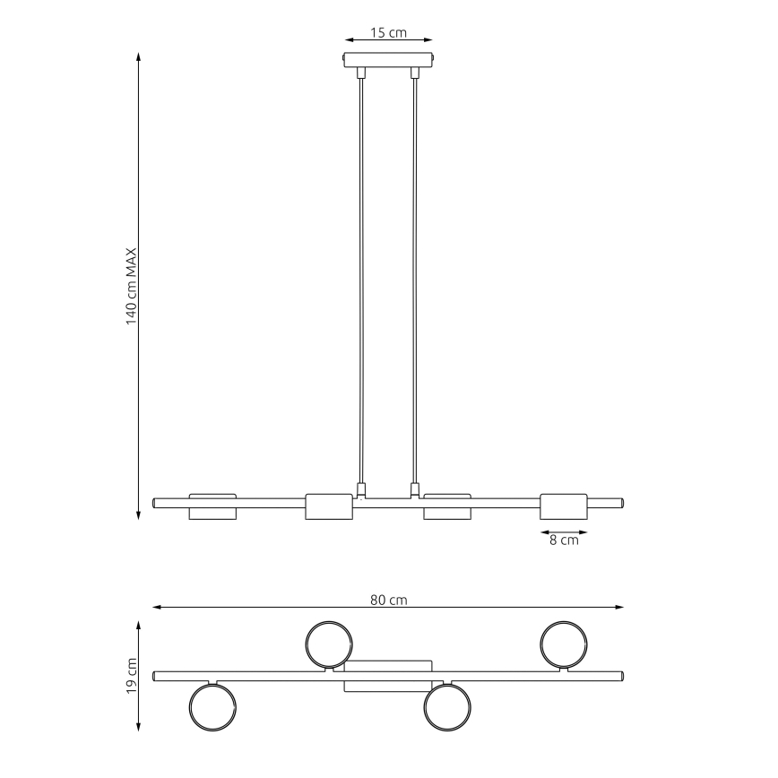 Lampadario a sospensione con filo SORA 4xGX53/12W/230V nero