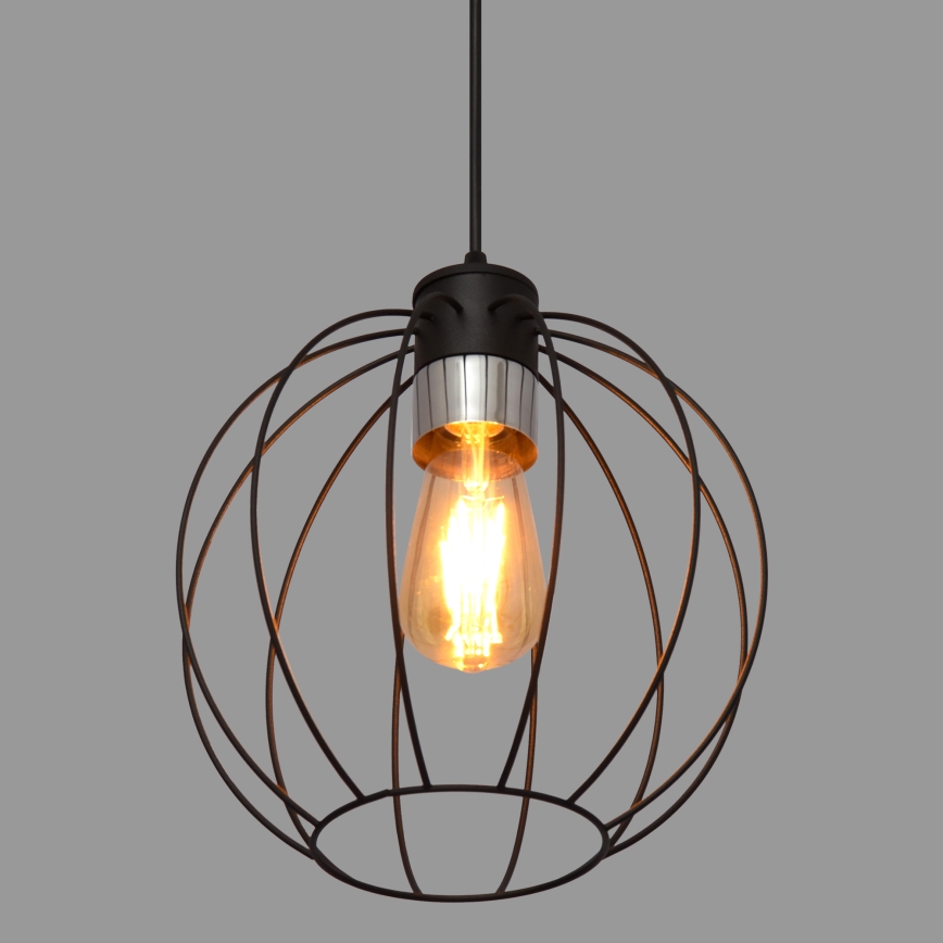 Lampadario a sospensione con filo STARLIGHT 1xE27/15W/230V nero/argento