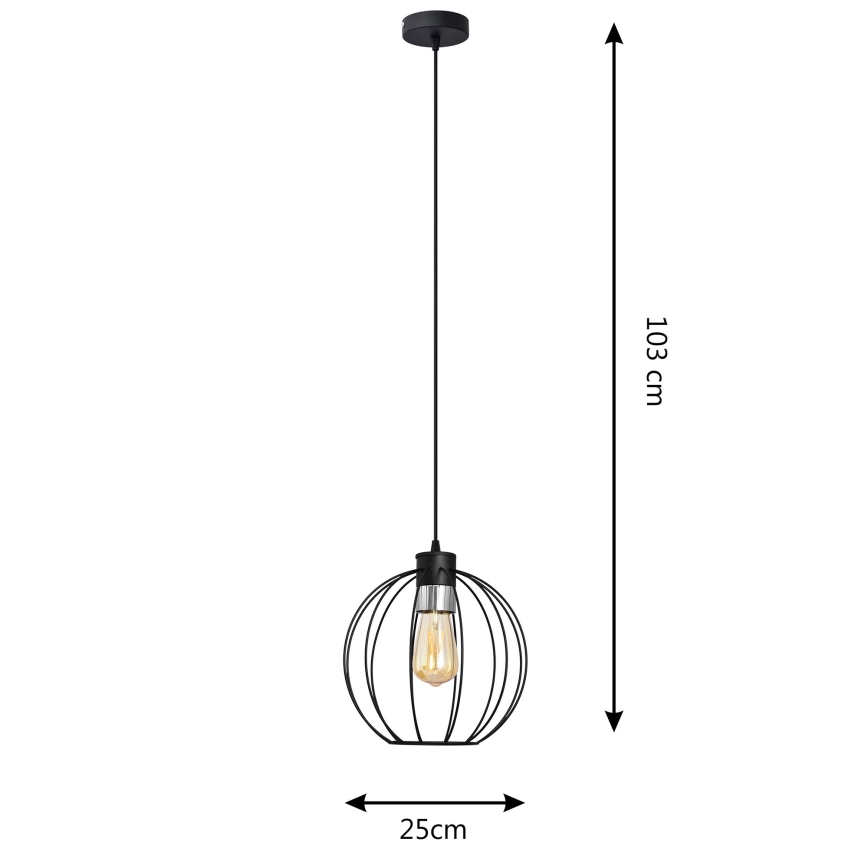 Lampadario a sospensione con filo STARLIGHT 1xE27/15W/230V nero/argento