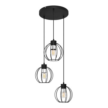 Lampadario a sospensione con filo STARLIGHT 3xE27/15W/230V nero/argento
