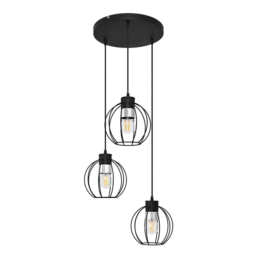 Lampadario a sospensione con filo STARLIGHT 3xE27/15W/230V nero/argento